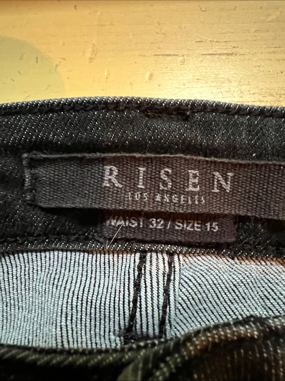 RISEN WASHED RELAXED FIT STRAIGHT FRAYED HEM SIZE 32/15 JEANS - Picture 5 of 6